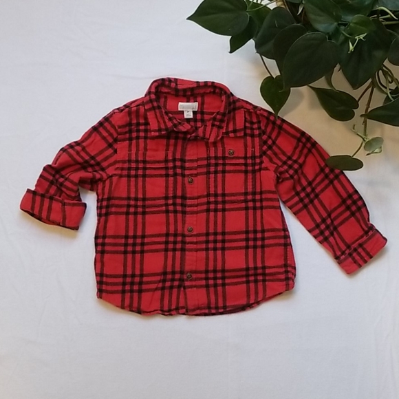 baby boy red and black flannel shirt
